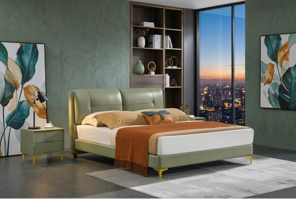 Designer upholstered bed bed beds fabric wood decor luxury double bed marriage bed