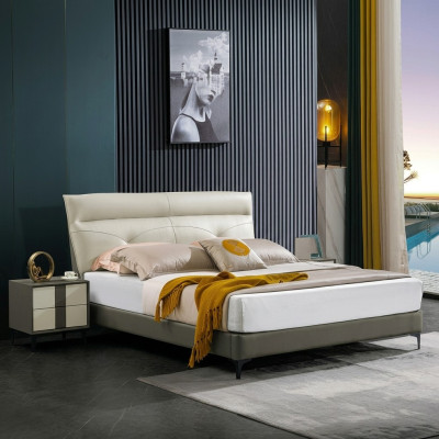 Designer upholstered double bed beds bed bedroom matrimonial bed leather bed new A591