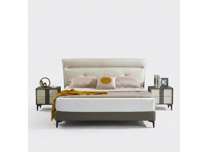 Bedroom leather bed complete bed nightstands 3-piece set hotel