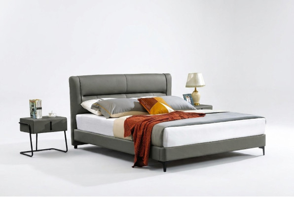 Bedroom leather bed complete bed 3-piece set hotel sets bedside tables.