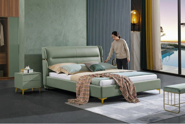 Luxury Bed Bedroom Furniture 2x Nightstand Set Beds Hotel Furniture 3-piece.