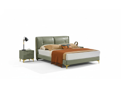 Bedroom set bed nightstand design modern luxury beds leather 3-piece.
