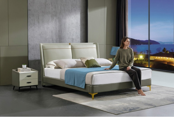 3-piece bedroom set: bed, 2 nightstand consoles, double hotel beds