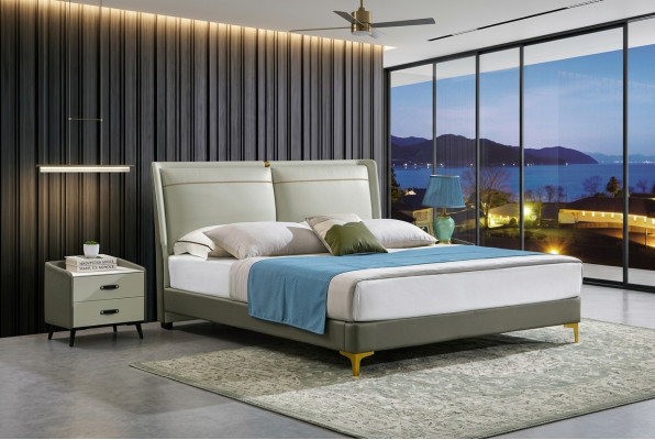 3-piece bedroom set: bed, 2 nightstand consoles, double hotel beds