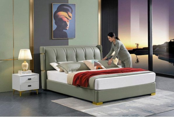 Design bed, 2x nightstand, 3-piece bedroom set, luxury complete ensemble, new