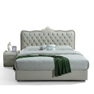 Leather bed bedroom complete bed 3-piece set hotel sets with nightstands.