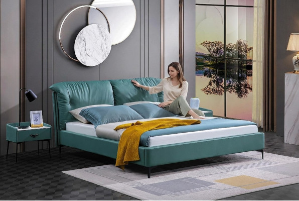 Bedroom bed bedside tables 3-piece set design luxury beds wood
