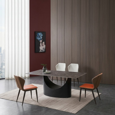 High-quality table luxury tables dining room furniture column base stone look