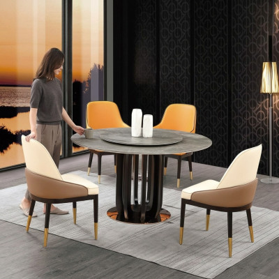 Luxury Design Dining Room Round Dining Table 4x Classic Armchairs