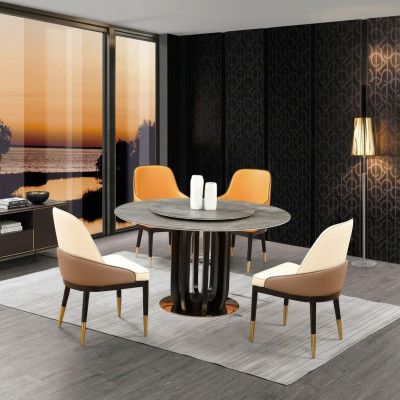 Luxury Design Dining Room Round Dining Table 4x Classic Armchairs