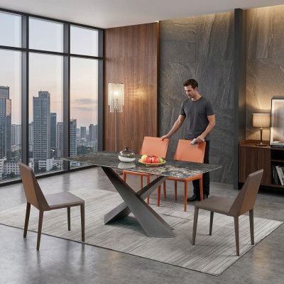 Luxury Table Column Tables Dining Room Group 5-piece Set Suite Armchair