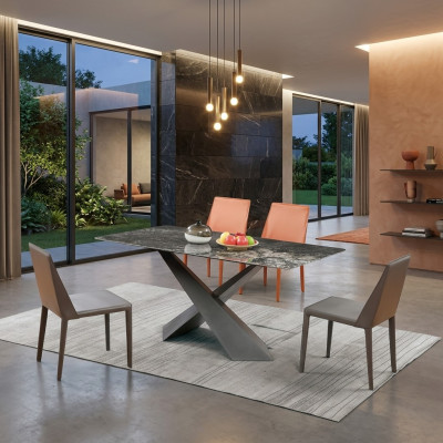 Luxury Table Column Tables Dining Room Group 5-piece Set Suite Armchair