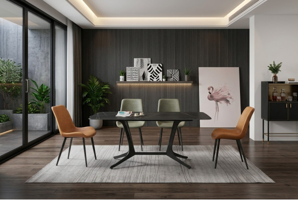 Dining room luxury table column tables set 5-piece set ensemble armchair