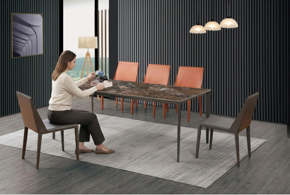 Complete set: dining table + 4 chairs dining room set dining group decorative wooden table
