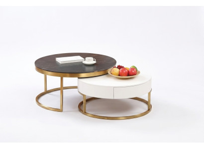 Set of 2x coffee table side table decorative designer living room table