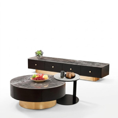 Set of 2 Coffee Tables Side Tables Designer Living Room Table Decor