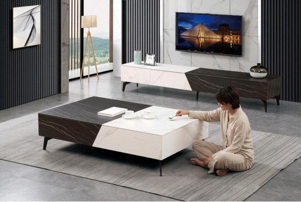 Coffee table sideboard 2-piece living room furniture table lowboard wall cabinets sideboard.