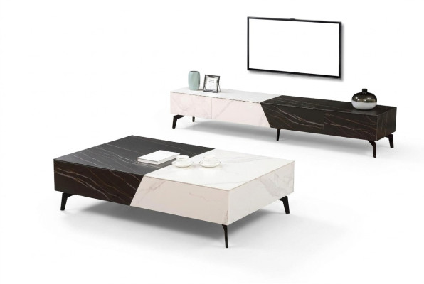 Coffee table sideboard 2-piece living room furniture table lowboard wall cabinets sideboard.