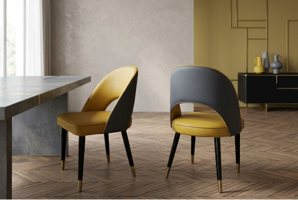 Armchair Chair 1x Dining Room TV Seat Modern Upholstered Chair Yellow
