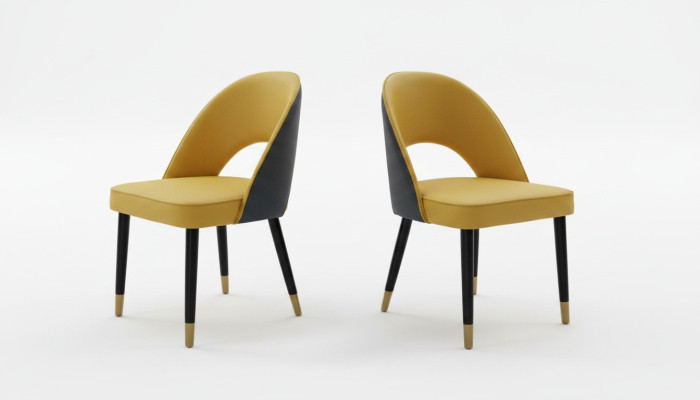 Armchair Chair 1x Dining Room TV Seat Modern Upholstered Chair Yellow