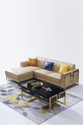 Luxury design corner sofa couch upholstered leather suite living landscape Italy