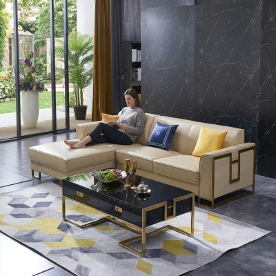 Sofa corner sofa L shape armchair coffee table stool corner sofa upholstery 2-piece new