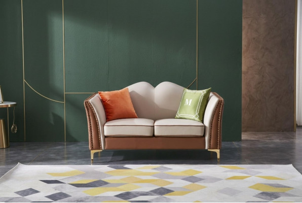 Classic two-seater sofa couch upholstered leather sofas seat