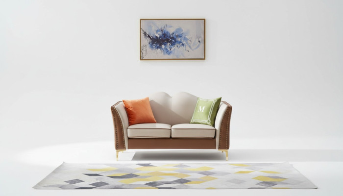 Classic two-seater sofa couch upholstered leather sofas seat