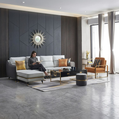 Living room corner sofa L-shaped decorative armchair set modern leather sofa