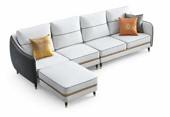 Living room corner sofa L-shaped decorative armchair set modern leather sofa