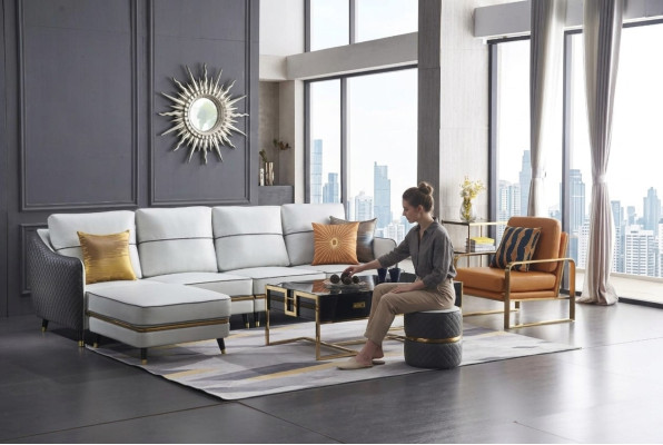 Modern sofa corner sofa L shape coffee table stool corner sofa upholstered stool