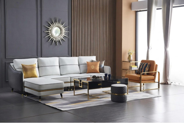 Modern sofa corner sofa L shape coffee table stool corner sofa upholstered stool