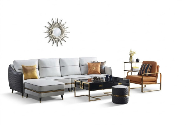 Modern sofa corner sofa L shape coffee table stool corner sofa upholstered stool