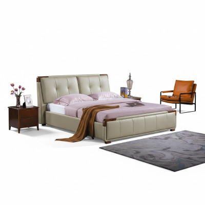 Design bedroom 3-piece set: bed, nightstand, classic luxury bed set furniture.