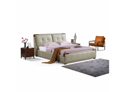 Design bedroom 3-piece set: bed, nightstand, classic luxury bed set furniture.
