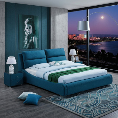 Design leather bed bedroom 3-piece set 2x nightstand luxury bed furniture