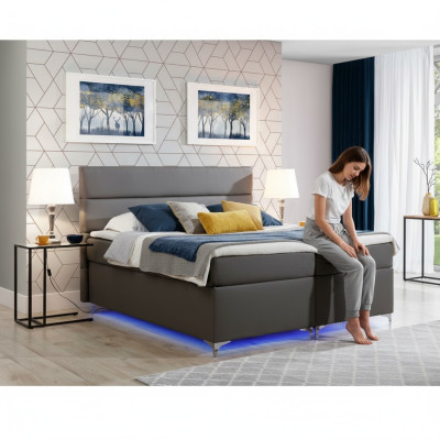 Box spring bed double bed leather bed beds upholstered bedroom furniture 180x200