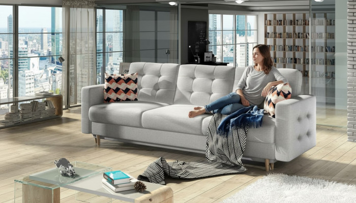 Three-seater sofa classic couch upholstery 3-seater 100% textile couches fabric new