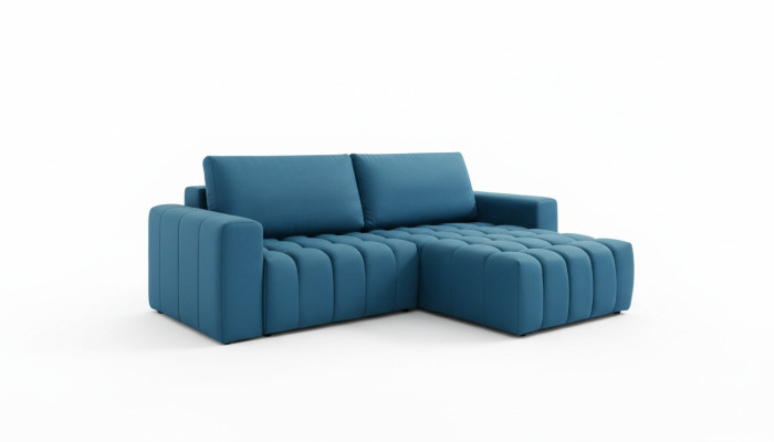 L-shaped sectional sofa in gray fabric, design couch, upholstery textile, modern suite