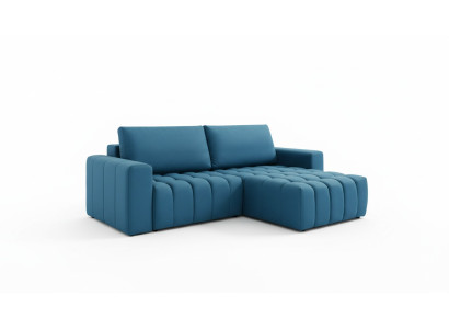 L-shaped sectional sofa in gray fabric, design couch, upholstery textile, modern suite