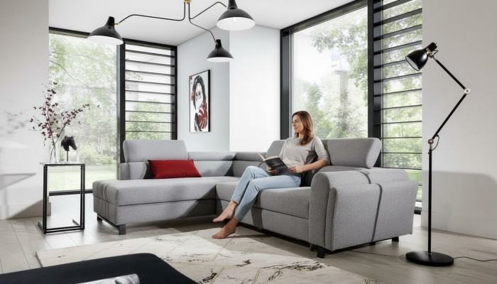 Living landscape corner sofa L-shape armchair set suite modern sofa textile seat corner.