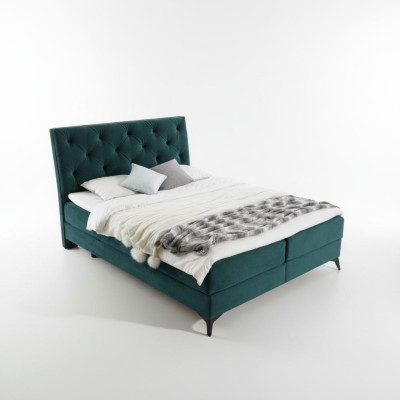 Luxury box spring bed fabric hotel green beds bedroom furniture design velvet new
