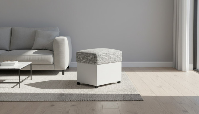 Ottoman Upholstered Ottoman Footrest Furniture Living Room Benches Seat Textile Gray