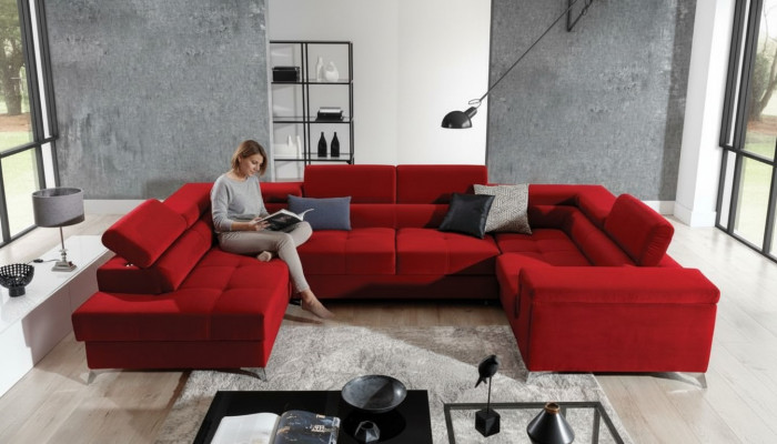 U-shaped corner sofa fabric seating suite designer living landscape textile couch sofa new