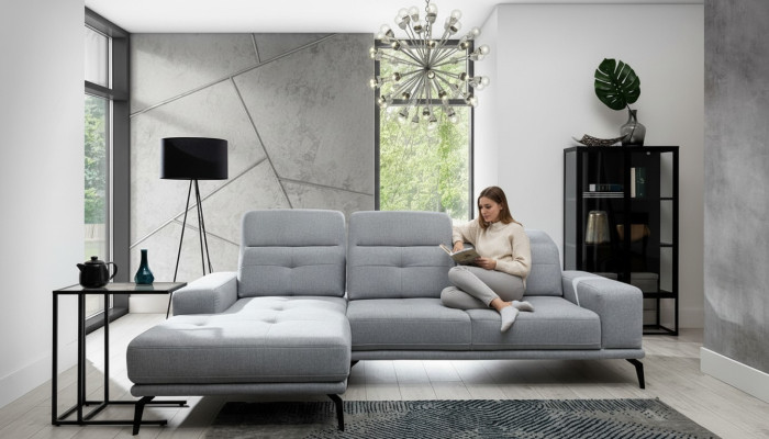 L-shaped corner sofa fabric seating suite designer living landscape textile couch sofa new
