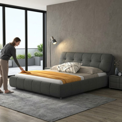 Design upholstered bed beds leather double hotel marriage bedroom box spring box new