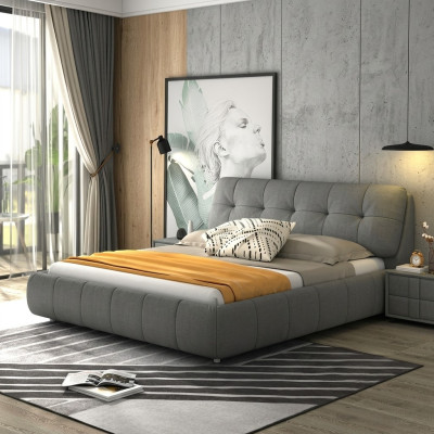 Design upholstered bed beds leather double hotel marriage bedroom box spring box new
