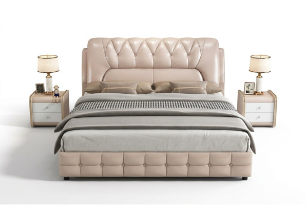 Designer bed, upholstered design, luxury double hotel beds 180x200 cm