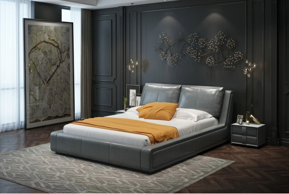 Designer bed luxury double leather hotel metal beds double bedroom new