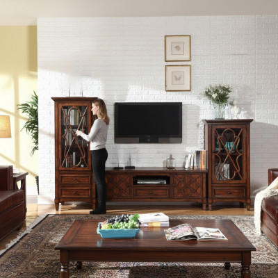 Living Room Wall Unit Sideboard Design 2x Cabinet RTV Lowboard Sideboard 3-piece Set Display Cabinet